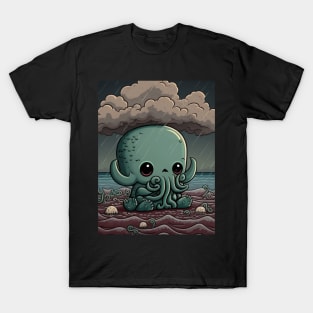 Chibi Cthulhu plays in the ocean T-Shirt